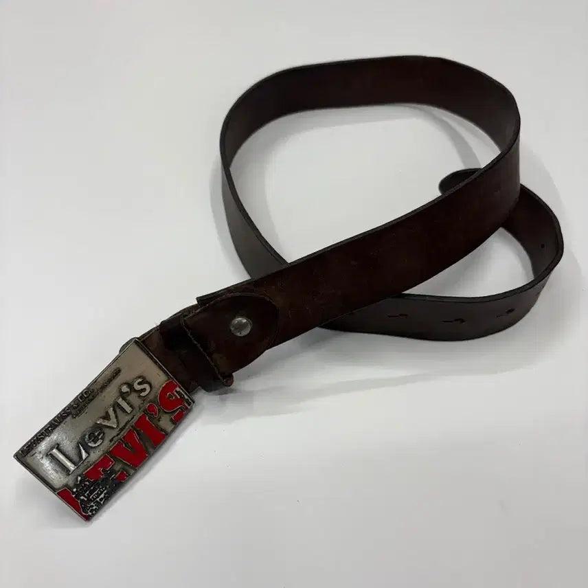 [BUNJANG] Levis 00s Vintage Logo Genuine Leather Belt / Levis 리바이스 00s 빈티지 로고 리얼 레더 벨트