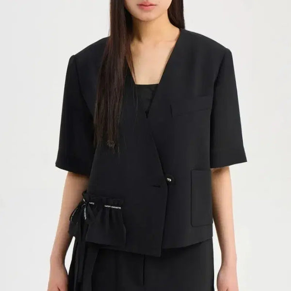 [BUNJANG] Lucky Crop Jacket & H-Line Long Skirt Set / 럭키 크롭 자켓 & 에이치라인 롱 스커트. 세트