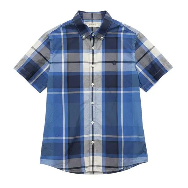 [BUNJANG] Beanpole Men's 100% Cotton Check Short Sleeve Shirt / 남성95,100/ 빈폴 면100 체크 반팔 셔츠 BL