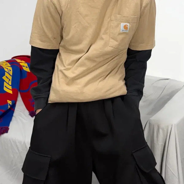 [BUNJANG] Carhartt Brown Pocket T-Shirt / 칼하트 브라운 포켓 반팔티 S