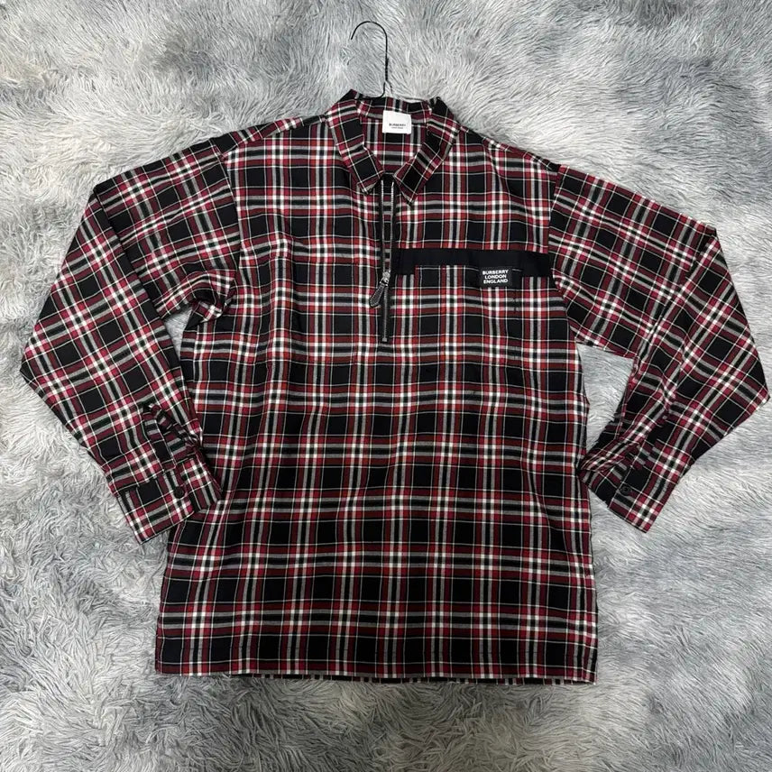 [BUNJANG] Burberry Check Half-Zip Shirt L Size / 정품) 버버리 반집업 체크셔츠 L사이즈