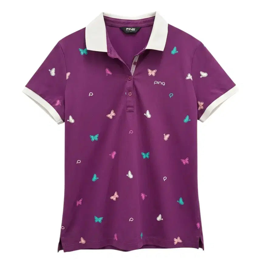 [BUNJANG] Purple Short-Sleeve Collar T-Shirt Women's Size 95 / 여성95/ 핑 골프 퍼플 반팔 카라넥티 상세확인