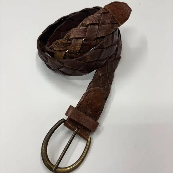 [BUNJANG] Vintage Western Natural Leather Braided Belt / 빈티지 웨스턴 내추럴 레더 브레이드 벨트