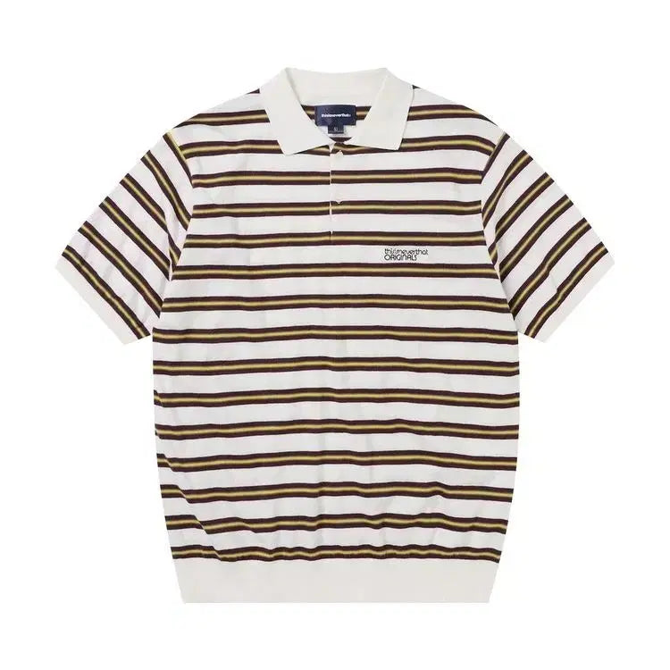 [BUNJANG] Thisisneverthat Stripe Knit Polo T-Shirt / S 디스이즈네버댓 스트라이프 니트 폴로 PK 반팔 카라티