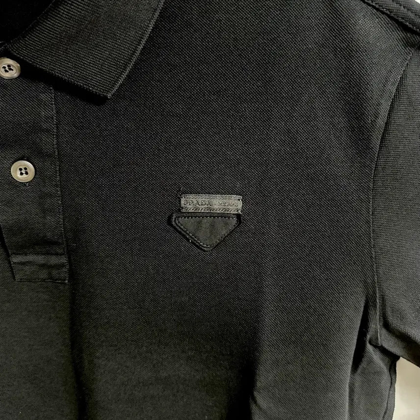 [BUNJANG] Prada Men's Piqué Polo Shirt Black M / 프라다 남성 Pique 폴로셔츠 블랙 색상 M