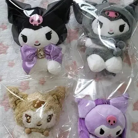 [BUNJANG] Kuromi 4-Piece Plush Keychain Set / 급처)쿠로미 인형 키링4종 세트