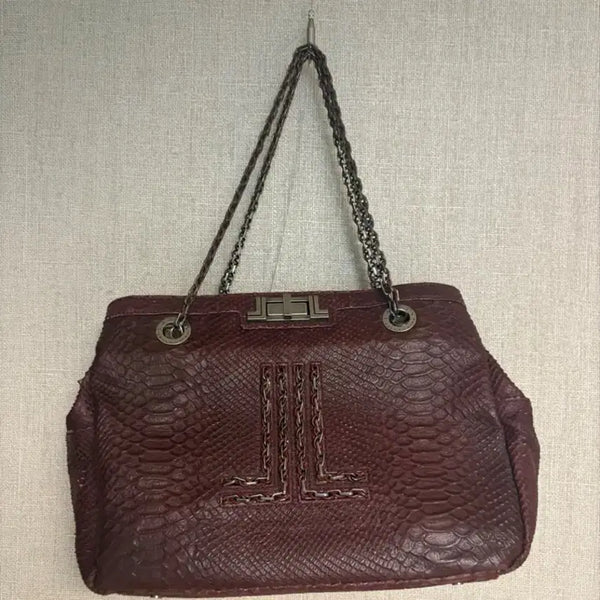 [BUNJANG] Lanvin Burgundy Snakeskin Shoulder Bag / 랑방 숄더백 버건디 뱀피