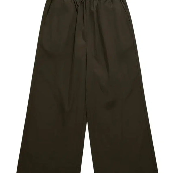 [BUNJANG] Women's XL Black Poly-blend Wide Full Elastic Waistband Pants / 여성XL/ 블랙 폴리소재 와이드 풀밴딩 팬츠 바지