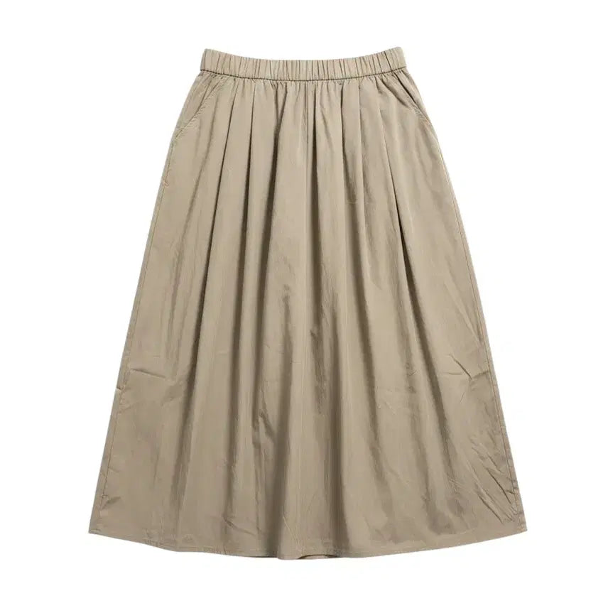 [BUNJANG] Women's Beige Poly Blend Wide Banding Pants (XL) / 여성XL/ 베이지 폴리소재 와이드 밴딩 팬츠