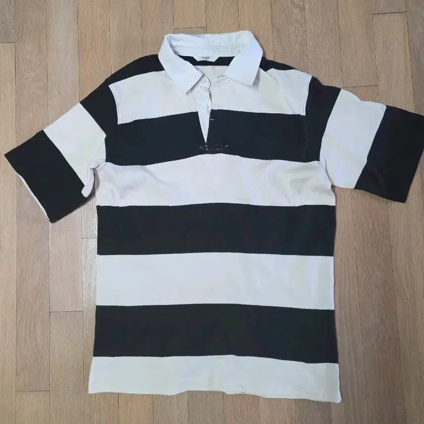 [BUNJANG] TOPTEN Striped Rugby T-Shirt Black/White / 탑텐 줄무늬 럭비티 검정/화이트 100