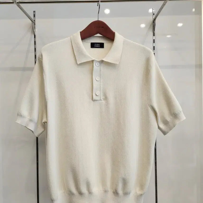 [BUNJANG] Studio Tomboy Ivory Knit Polo T-shirt (Size 100) / 스튜디오 톰보이 반팔 니트(최상급)