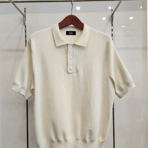 [BUNJANG] Studio Tomboy Ivory Knit Polo T-shirt (Size 100) / 스튜디오 톰보이 반팔 니트(최상급)