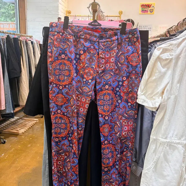 [BUNJANG] Oilily Pattern Pants Blue/Red / 오일릴리 패턴 팬츠 블루/레드