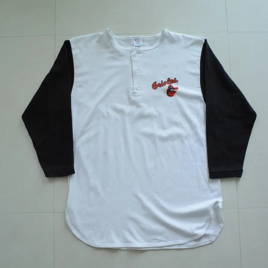 [BUNJANG] 80s Champion USA Baltimore Orioles Henleys Raglan T-Shirt / 80s 챔피온 USA 볼티모어 오리올스 헨리넥