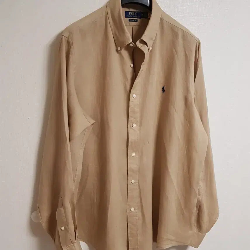 [BUNJANG] Polo Ralph Lauren Linen Shirt Beige XL / 폴로 랄프로렌 린넨 베이지 셔츠 (XL)