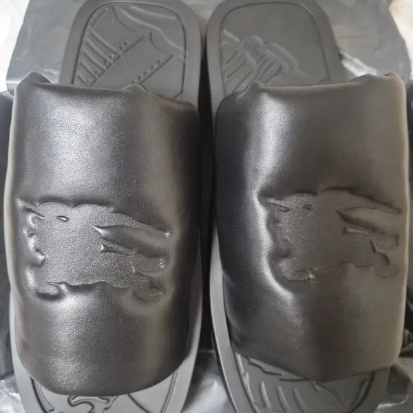 [BUNJANG] Burberry EKD Lambskin Black Slides / 버버리 EKD 양가죽 블랙 슬라이드(270)