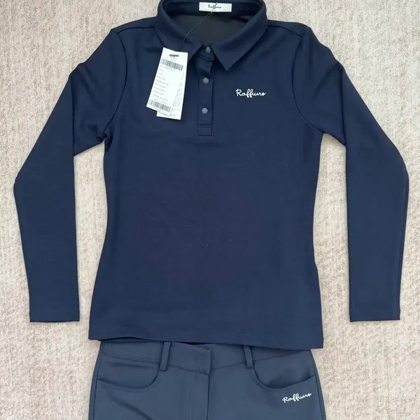 [BUNJANG] Lapilou Women's Long Sleeve Golf Polo Shirt Set (Size S) / 라피유로 여성 긴팔 골프 카라티 s 세트