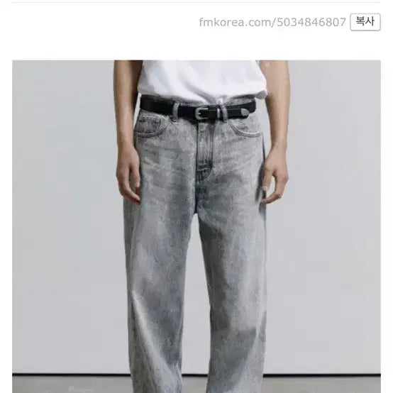 [BUNJANG] Branded Semi-Wide Denim Jeans / 브랜디드 세미와이드 데님 청바지
