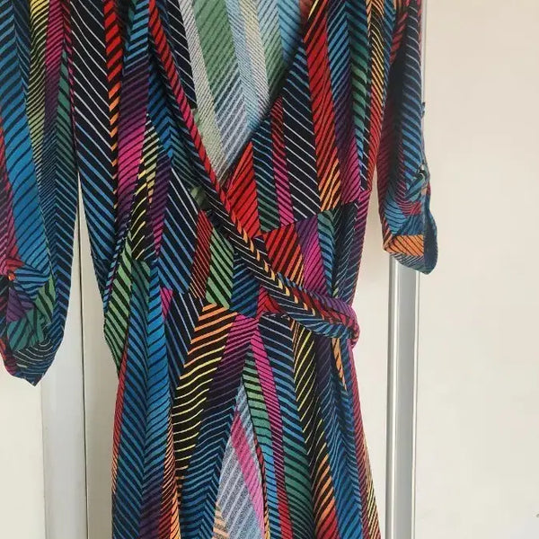 [BUNJANG] BCBG Multi-Color Wrap Dress with Stretch / BCBG 랩 원피스 멀티 컬러 신축성굿
