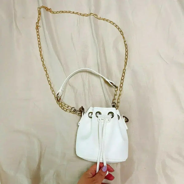 [BUNJANG] White Bucket Chain Mini Crossbody Bag / 화이트 버킷 체인 미니 크로스백 미니백 미니가방