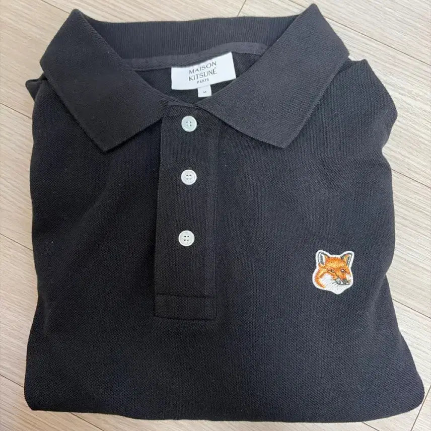 [BUNJANG] Maison Kitsuné Fox Patch Short Sleeve Polo T-Shirt Black / 메종키츠네 폭스 패치 반팔 카라티 블랙