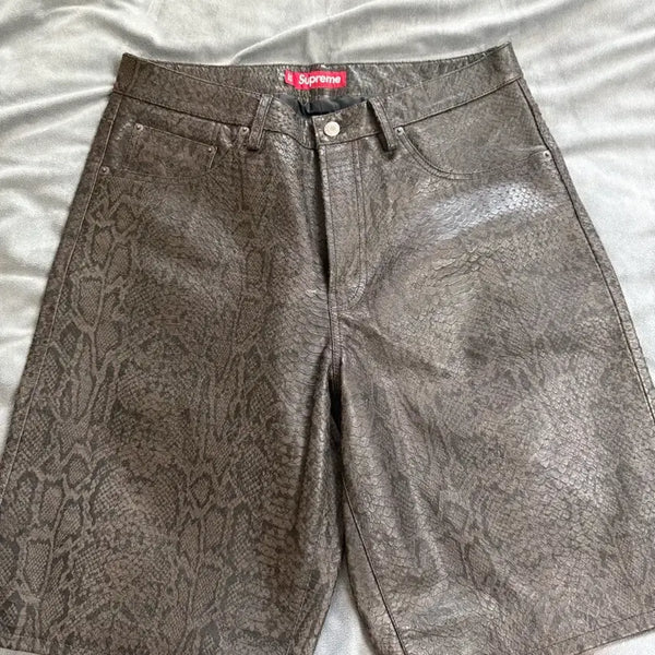 [BUNJANG] Supreme Leather Python Baggy Shorts / [32]슈프림 배기 레더 파이톤 숏 팬츠 반바지