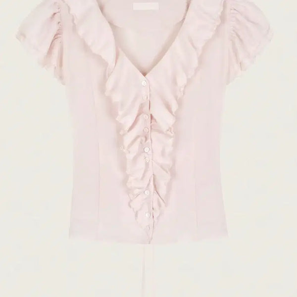 [BUNJANG] Clishure Pink Rosy Chiffon Blouse - Size S / 클리시어 핑크 로지 쉬폰 블라우스 s pink rosy chiffon