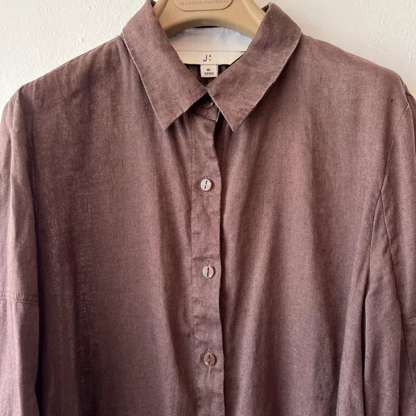 [BUNJANG] J BY Women's Brown Linen Blend Blouse Shirt 55 / 제이바이 J BY 여성 브라운 린넨블라우스 셔츠블라우스 55