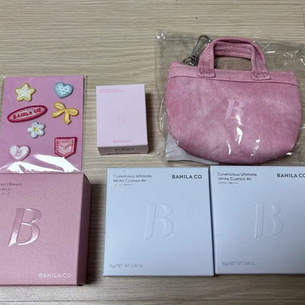 [BUNJANG] Banila Co. Pink Denim Cushion Case + 2 Refills + Sticker + Mini Bag Set / 바닐라코 핑크 데님 쿠션 케이스 + 리필 2개  + 스티커 + 미니백