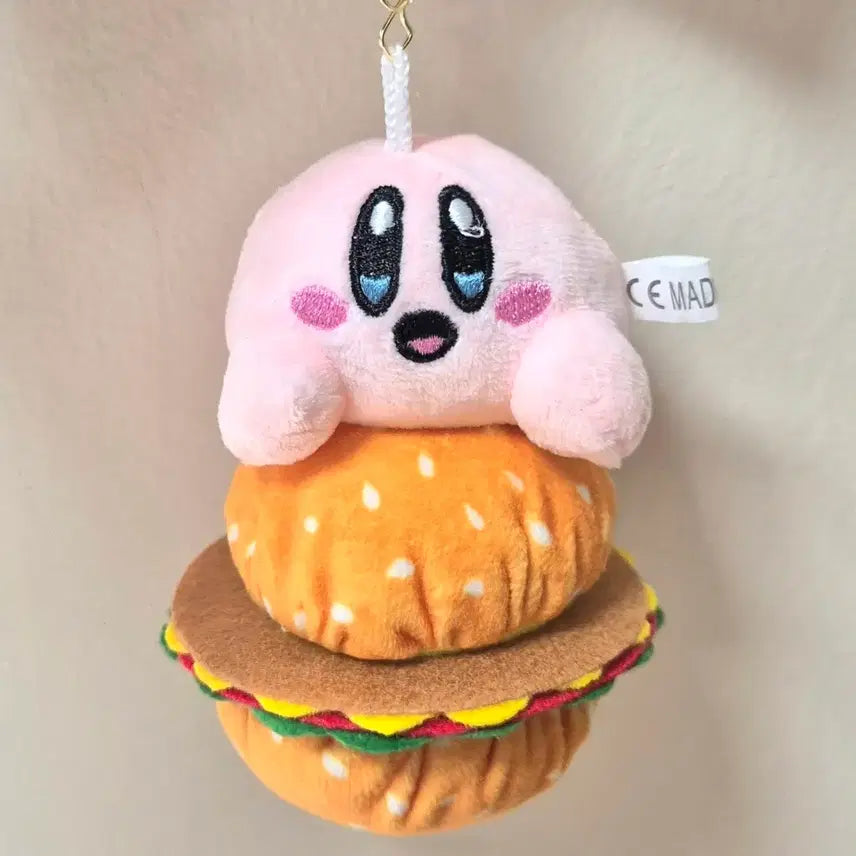 [BUNJANG] Kirby-style Hamburger Plush Keychain / 별의커비st 햄버거 인형 키링