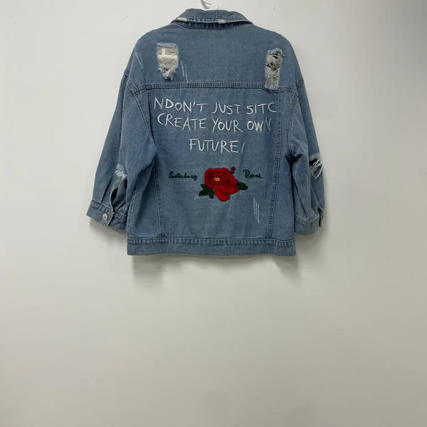 [BUNJANG] Embroidered Vintage Denim Jacket / 자수 빈티지 데님자켓 청자켓