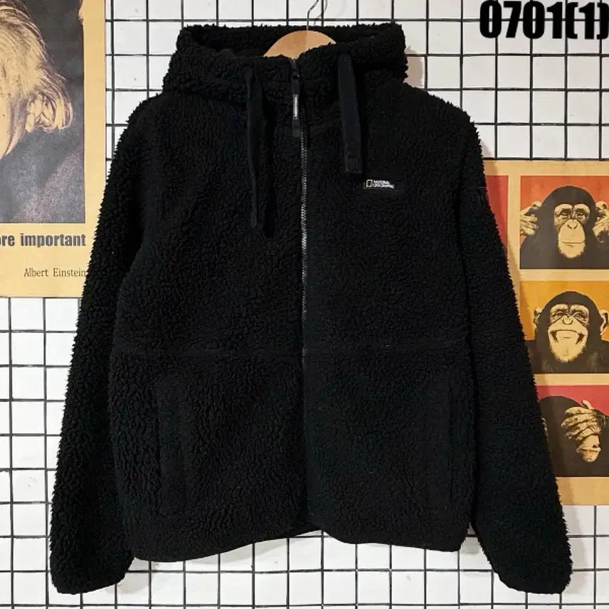 [BUNJANG] National Geographic Fleece Zip-up Jacket Black S / 내셔널 지오그래픽 후리스 집업 블랙 S