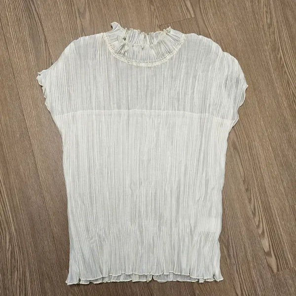 [BUNJANG] Women's Summer Blouse - White, Frill Detail / 여성 여름 블라우스