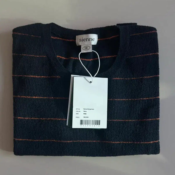 [BUNJANG] Sienne Rome Stripe Short Sleeve Knit / (새상품) 시엔느 rome 스트라이프 반팔 니트