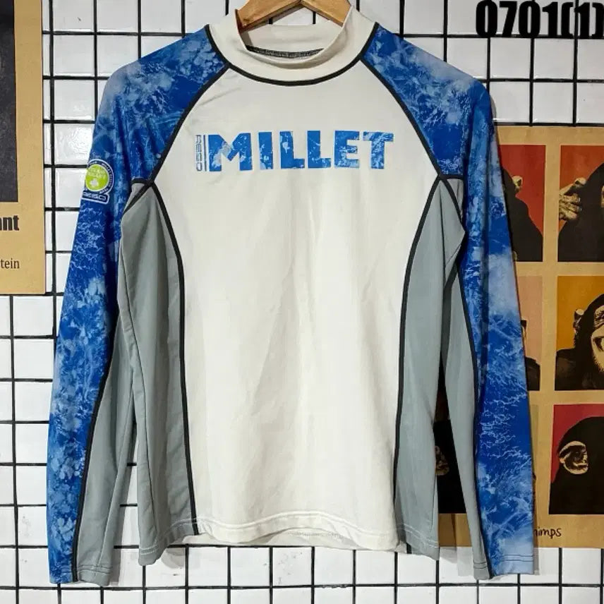 [BUNJANG] Millet Long Sleeve T-Shirt Blue/White Size 95 / 밀레 긴팔 티셔츠 블루/화이트 95
