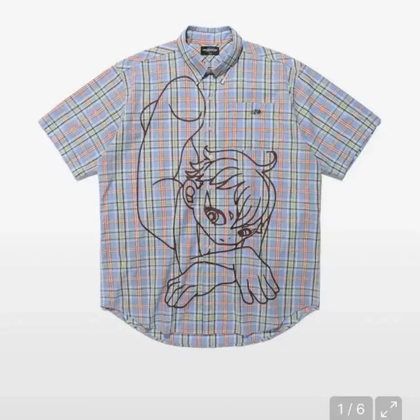 [BUNJANG] Nice Ghost Club Angel Check Short-Sleeve Shirt S / 나이스고스트클럽 엔젤 체크 반팔 셔츠 s