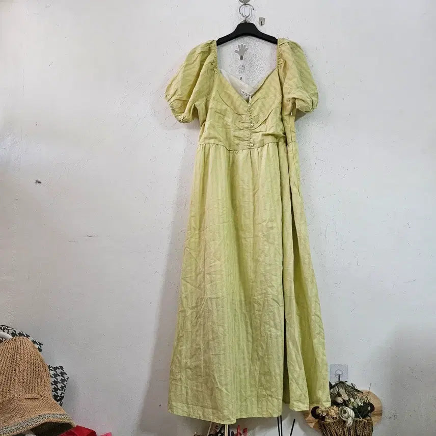 [BUNJANG] Green Check Short Sleeve Dress / 연두색 체크 반팔 원피스