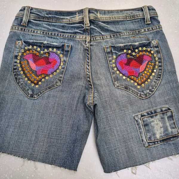 [BUNJANG] SEVEN JEANS Heart Point Denim Shorts / SEVEN JEANS 세븐진 하트포인트 데님반바지