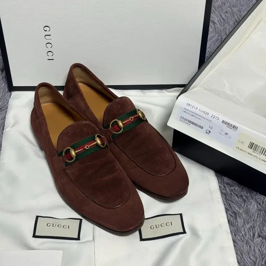 [BUNJANG] Gucci Horsebit Suede Loafers Brown UK 10 (Full Set) / 구찌 홀스빗 스웨이드 로퍼 풀박