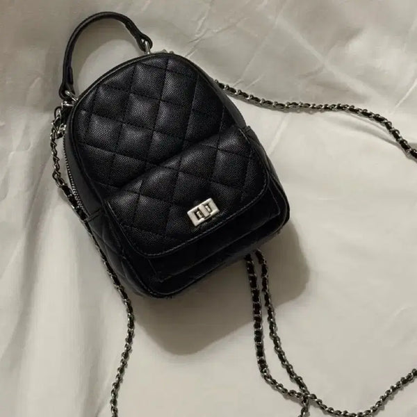 [BUNJANG] Leather Quilted Mini Backpack / 새상품)레더 퀄팅 미니 체인백팩