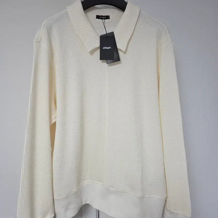 [BUNJANG] Allegri Terry Oversized Collar Long Sleeve T-Shirt M (105) - Ivory / [새상품] 알레그리 테리 오버핏 카라 긴팔티셔츠 M(105)