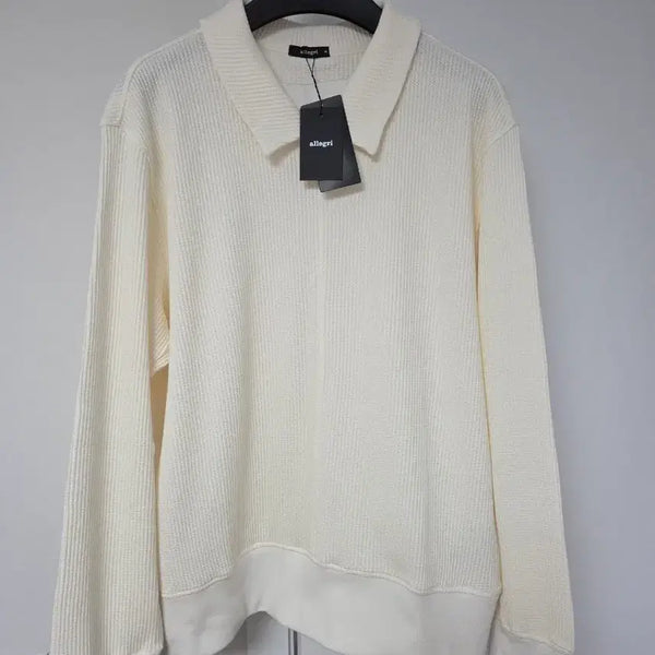 [BUNJANG] Allegri Terry Oversized Collar Long Sleeve T-Shirt M (105) - Ivory / [새상품] 알레그리 테리 오버핏 카라 긴팔티셔츠 M(105)