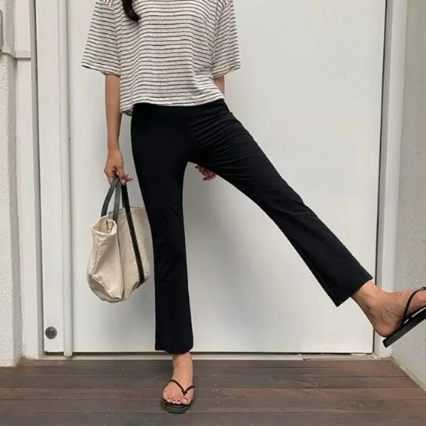 [BUNJANG] K-CLUB Summer Banding Bootcut Pants - Size S / 케이클럽 썸머 밴딩 블랙 부츠컷 팬츠 s사이즈