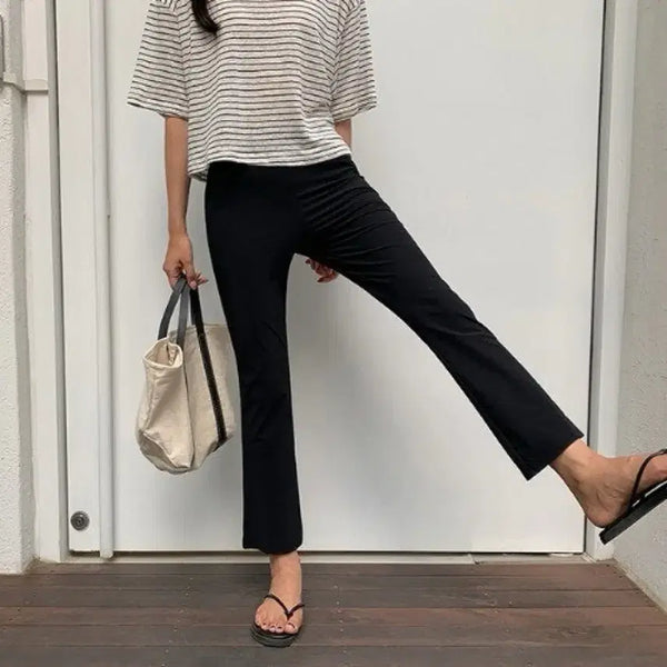 [BUNJANG] K-CLUB Summer Banding Bootcut Pants - Size S / 케이클럽 썸머 밴딩 블랙 부츠컷 팬츠 s사이즈