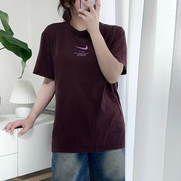 [BUNJANG] Nike Brown Back Big Swoosh T-Shirt / 나이키 브라운 뒷빅스우시 반팔티 [ L ]
