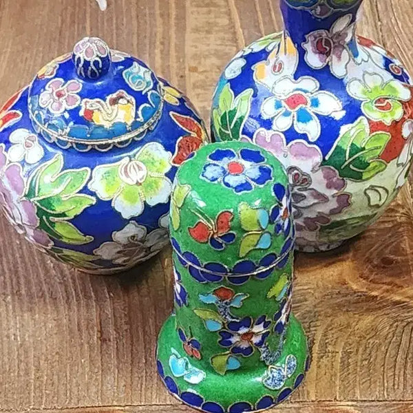 [BUNJANG] Vintage Enamel Cloisonné Floral Teapot Set / 빈티지 법랑칠보 꽃무늬 주전자 세트