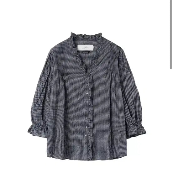 [BUNJANG] Via Plain Victoria Frill Check Blouse / 비아플레인 빅토리아 프릴 체크 블라우스