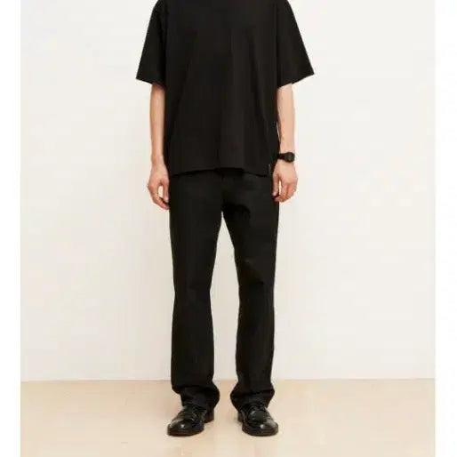 [BUNJANG] Youth Leather Trim Half Sleeve T-Shirt Black / [M] 유스 레더 트림 하프 슬리브 반팔 티셔츠 블랙