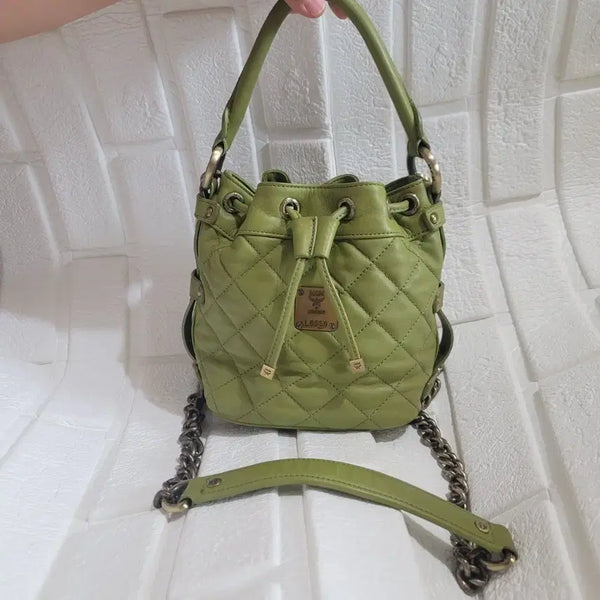 [BUNJANG] MCM Vintage Quilted Drawstring Bag Green / (정품)MCM 빈티지퀼팅 복조리가방