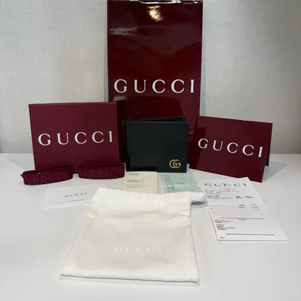 [BUNJANG] Gucci GG Marmont Bi-fold Wallet Black / 구찌 GG 마몽 반지갑 블랙 S급 풀박스 번개케어 가능
